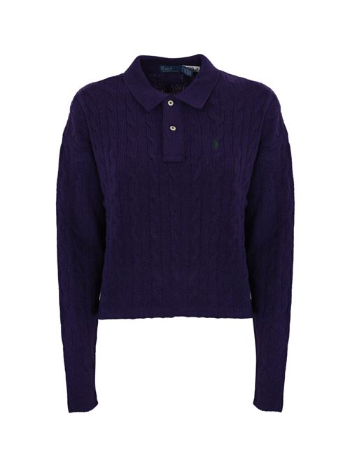 Polo a trecce in lana e cashmere viola POLO RALPH LAUREN | 211 910158007